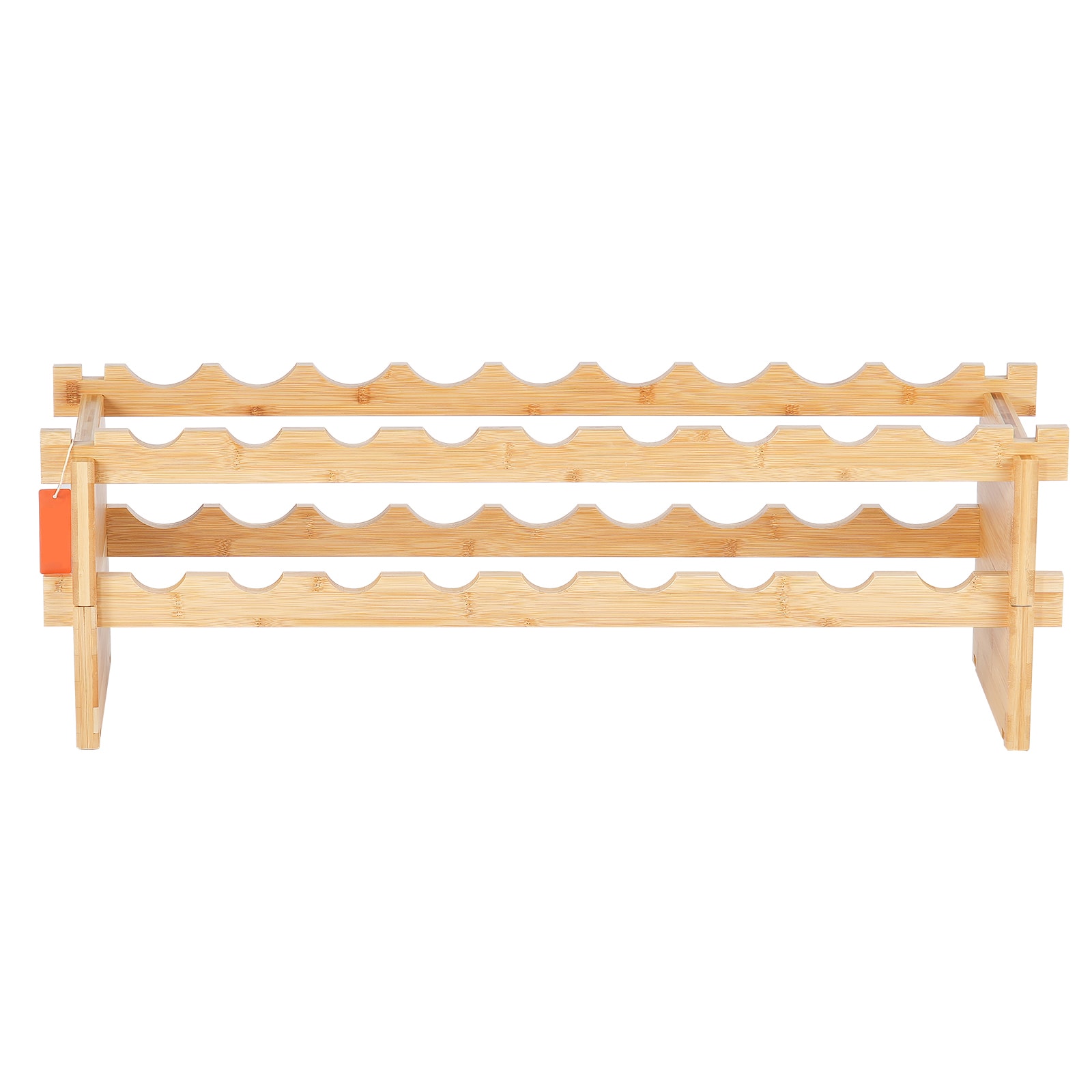 18 Bottle Stackable Modular Wine Rack Bamboo Wood Display Shelf 2-Tier_voghion.com